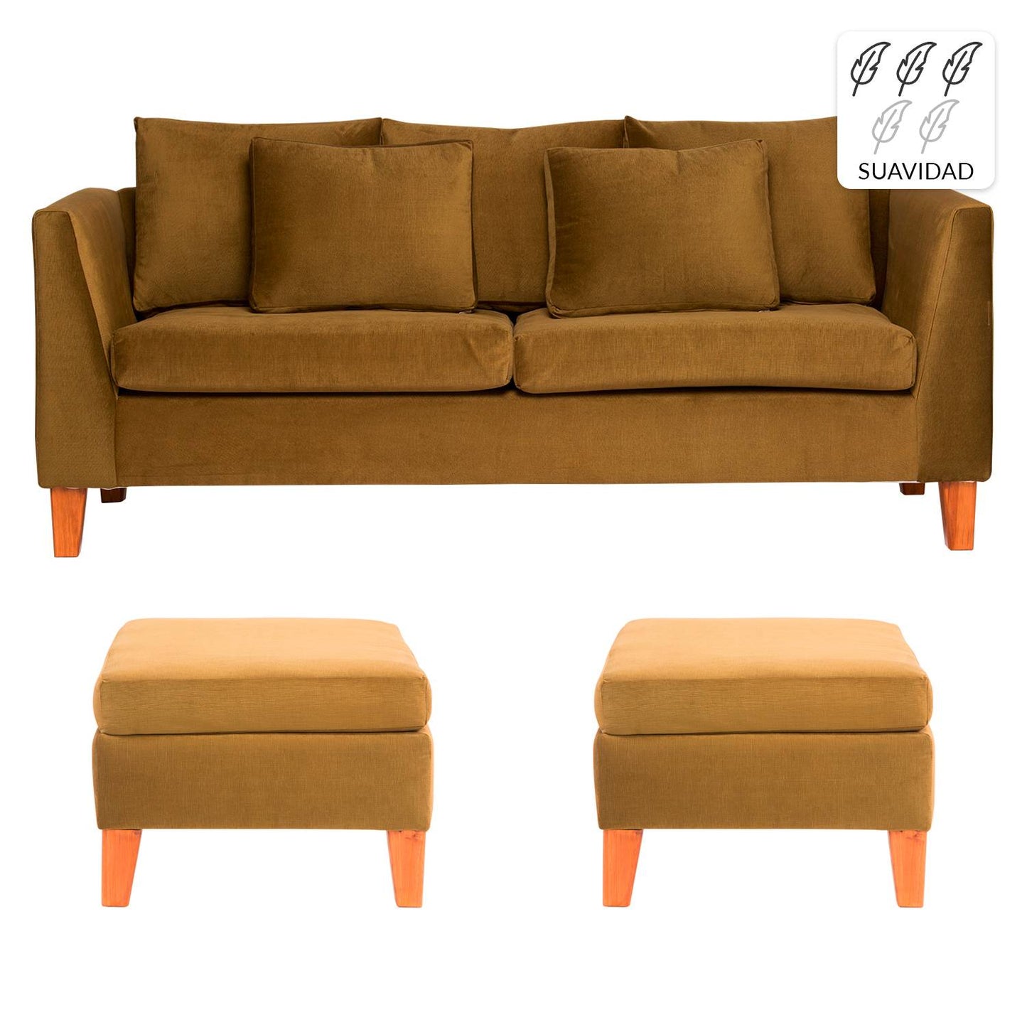 Sofá 3C + 2 Pouf Estocolmo